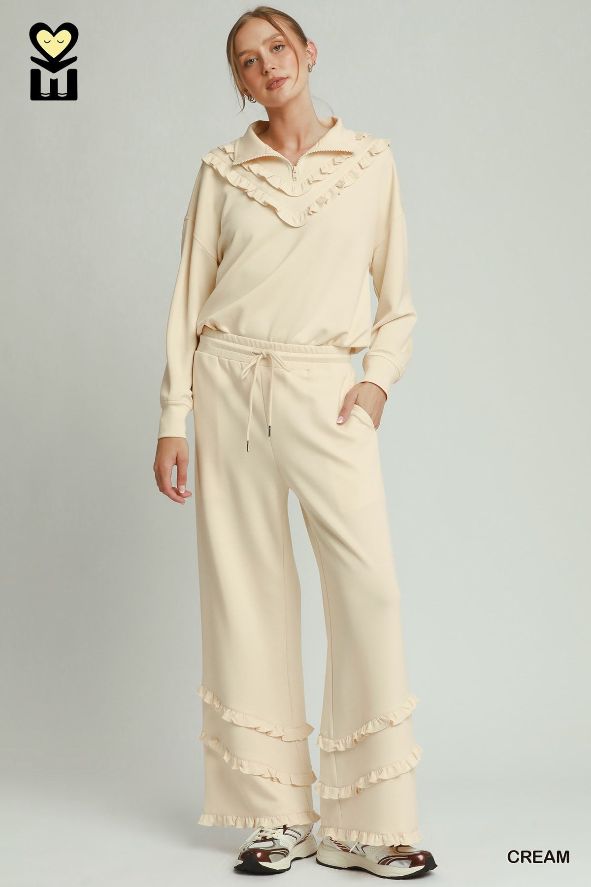 H1034-P Luxeknit Ruffle Bottom Pants