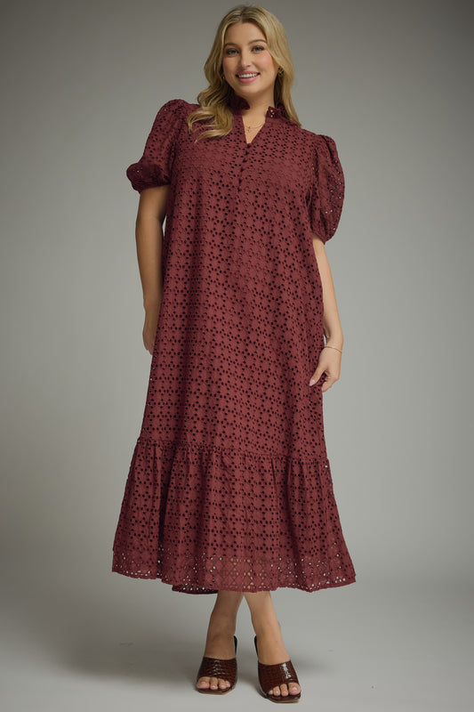 D29377P Curvy Eyelet Midi Dress