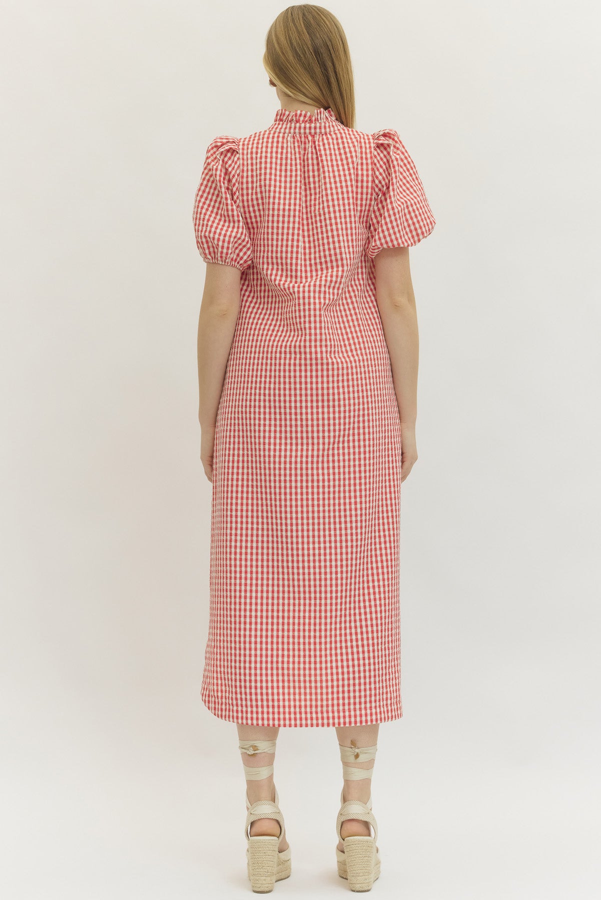 D30179 Gingham Midi Dress
