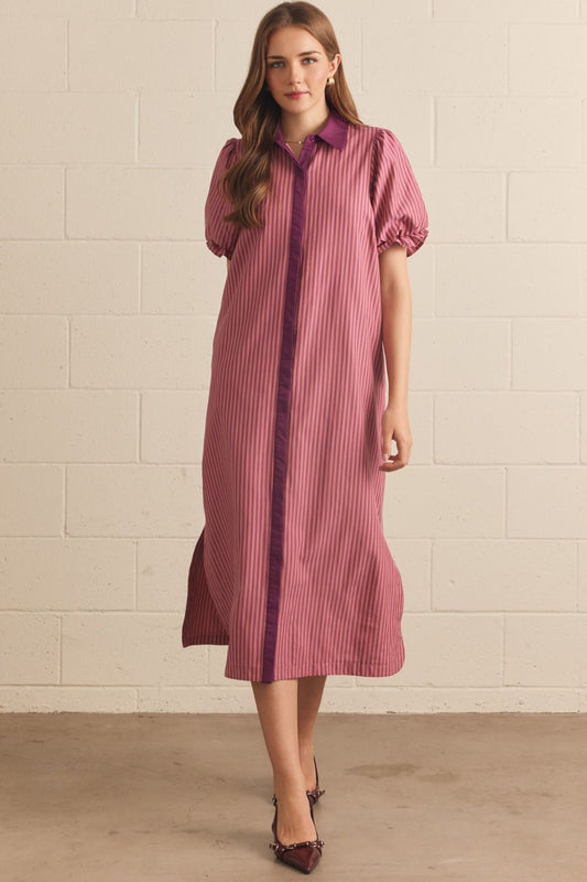 D32560 Stripe Print Midi Dress