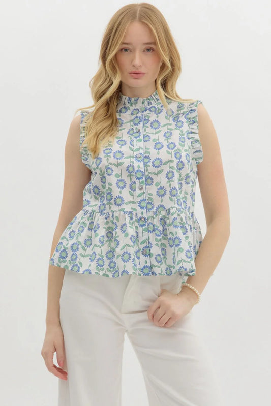 T26477 Floral Sleeveless Top