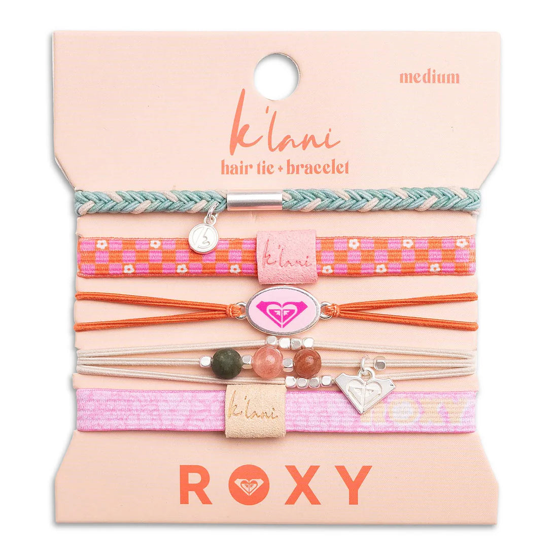 Roxy Pink Tropics Hair Tie + Bracelet Set