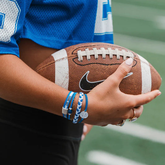 Game Day Blue/White Hair Tie + Bracelet Set