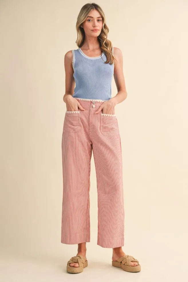 MP4663 Striped Wide Leg Pants