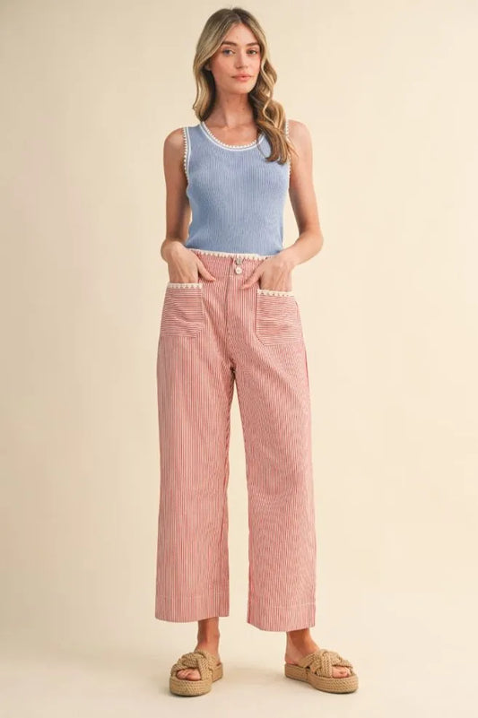 MP4663 Striped Wide Leg Pants