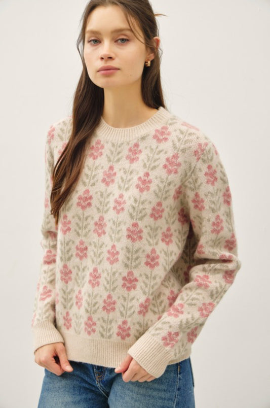 65360 Vintage Floral Jacquard Sweater