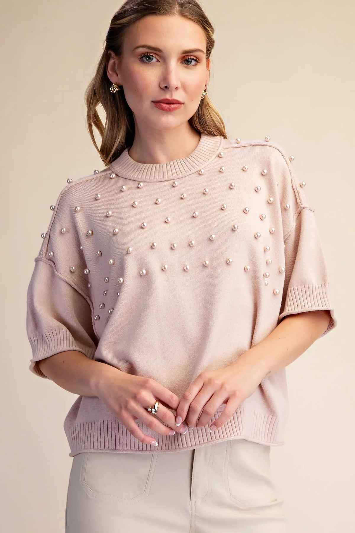 SW8233 Pearl Detail Sweater