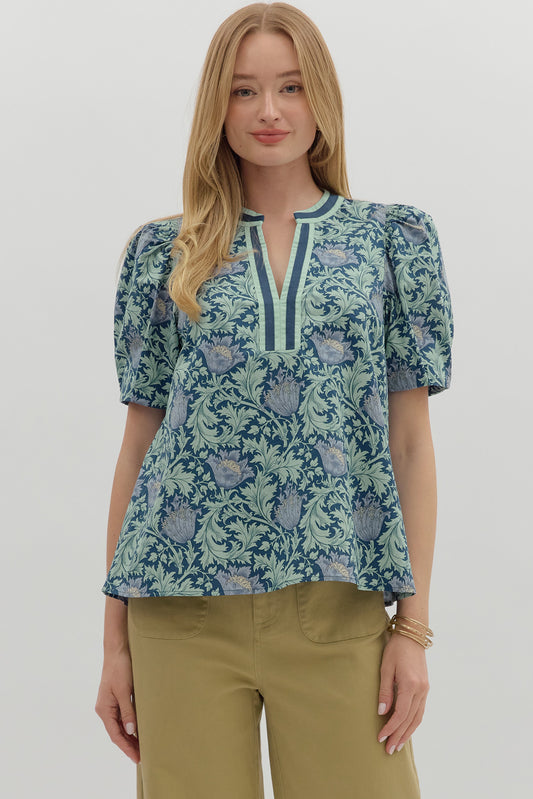 T27701 Paisley Floral Pattern Top