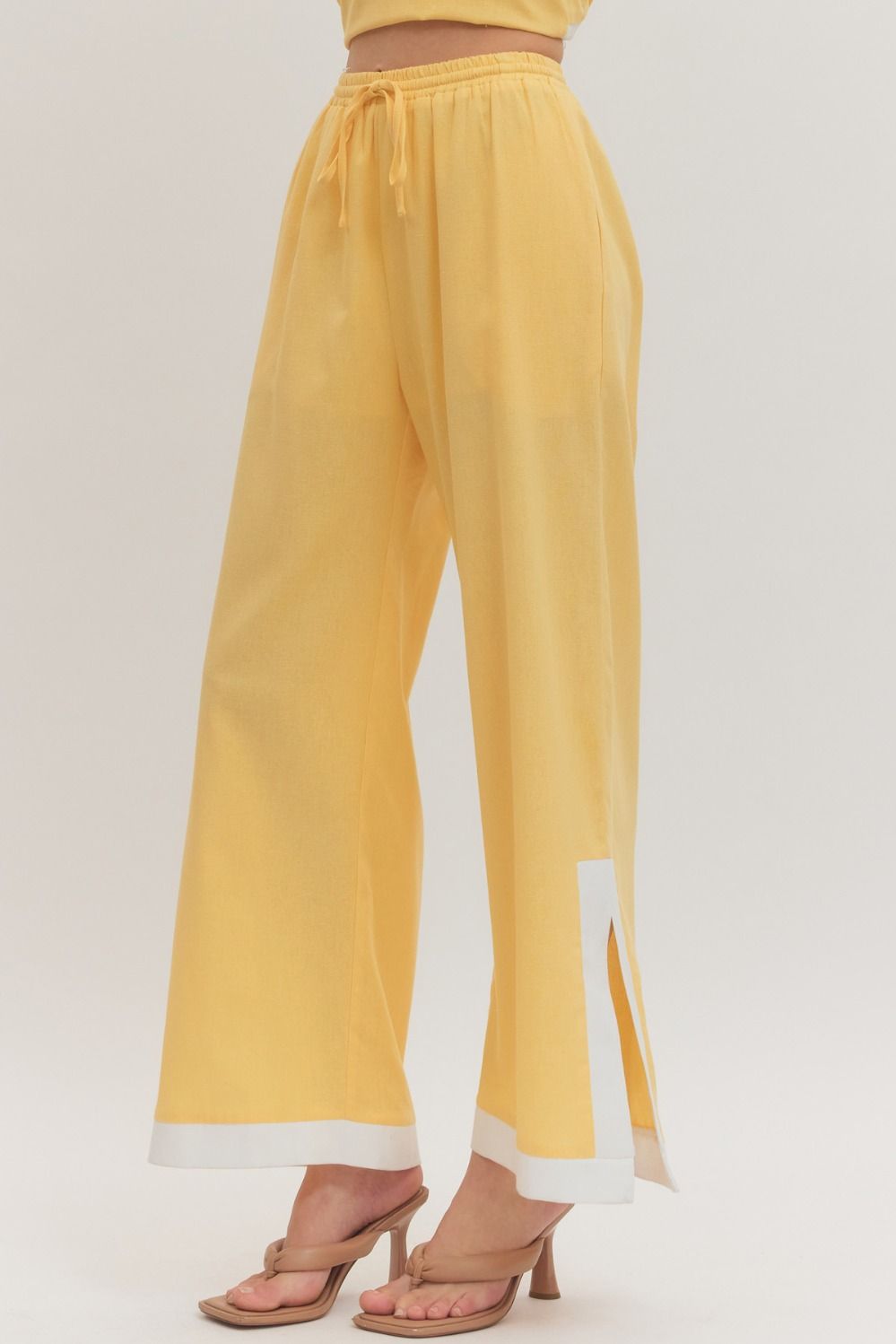 P31318 Solid Wide Leg Pants