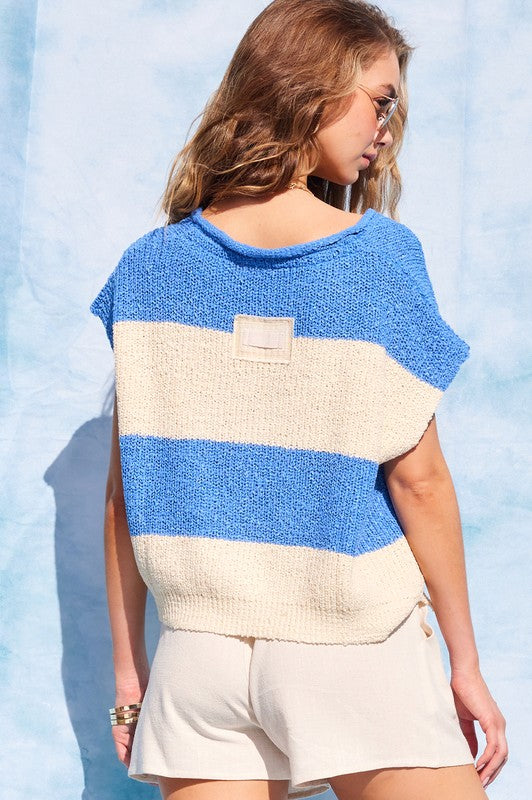 IM8028 Stripe Design Sweater Top