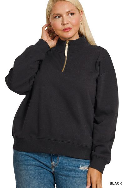 OT-4357X Curvy Fleece Half-Zip Sweatshirt