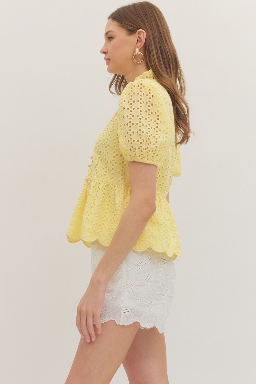 T30420 Short Sleeve Eyelet Top