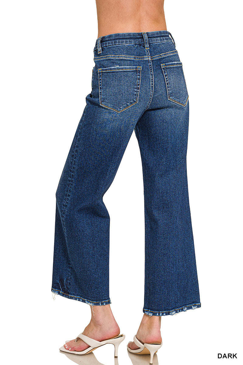 DYP-9556DD Cropped Wide Leg Denim Jeans