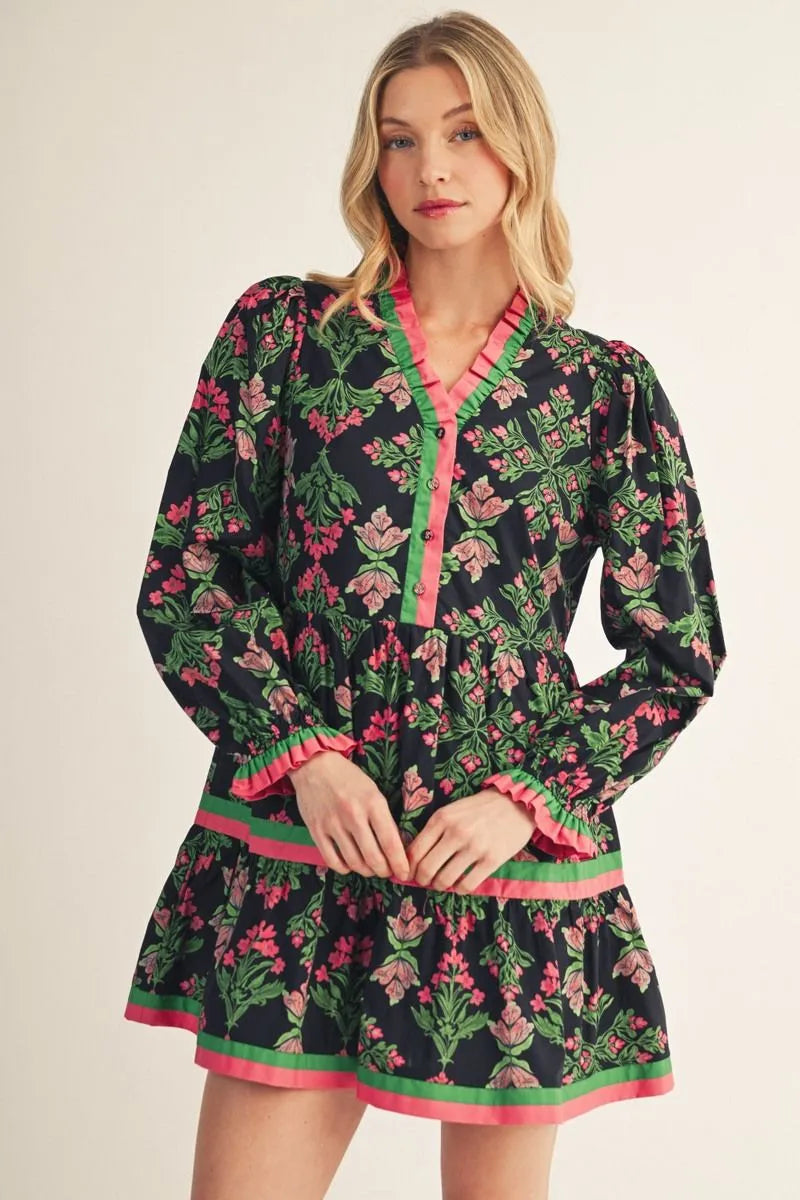 M50002 Floral Tiered Dress