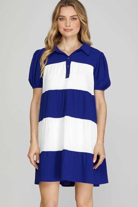 PSY6692 Curvy Game Day Colorblock Dress