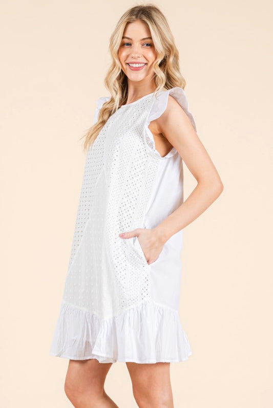 MD51153 Eyelet Lace Sleeveless Dress