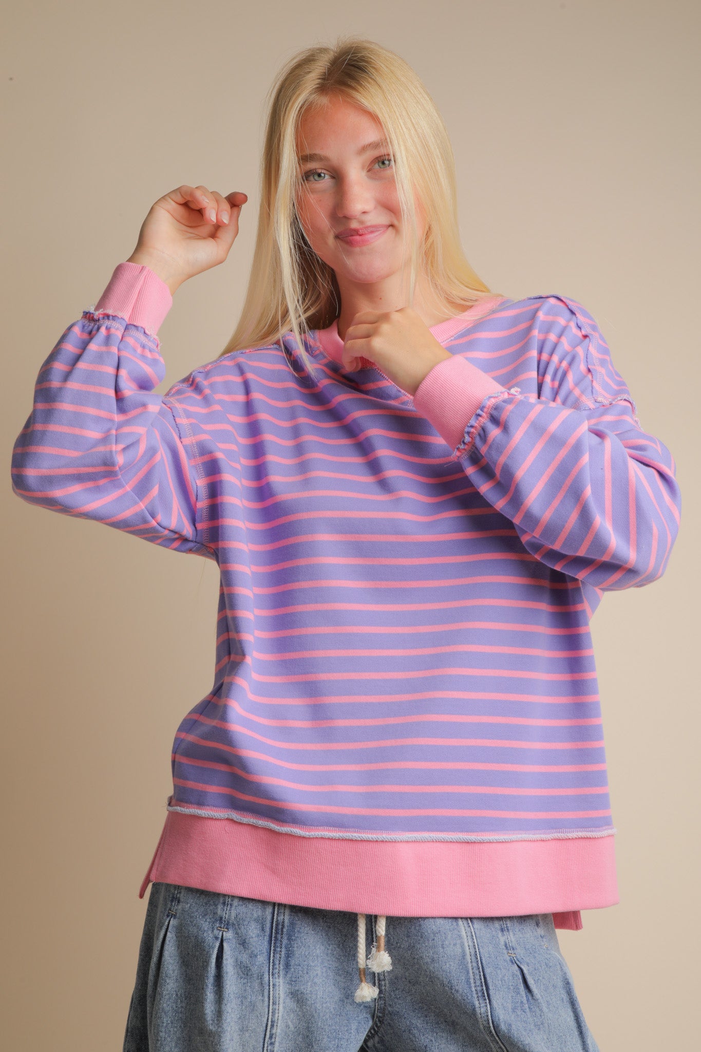 NT11927 Oversized Stripe Top