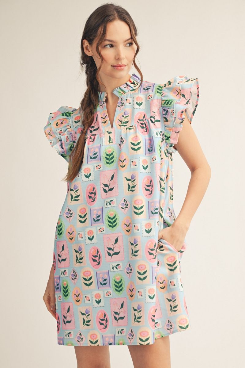 G15722 Floral Shift Dress