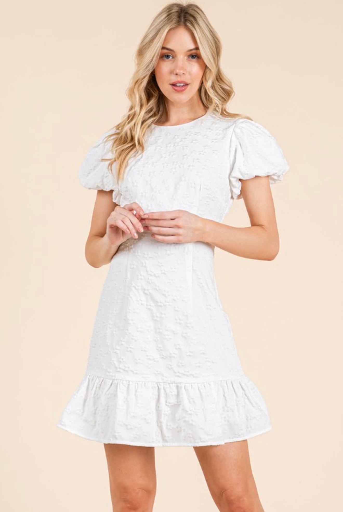 MD51672 Floral Jacquard Mini Dress