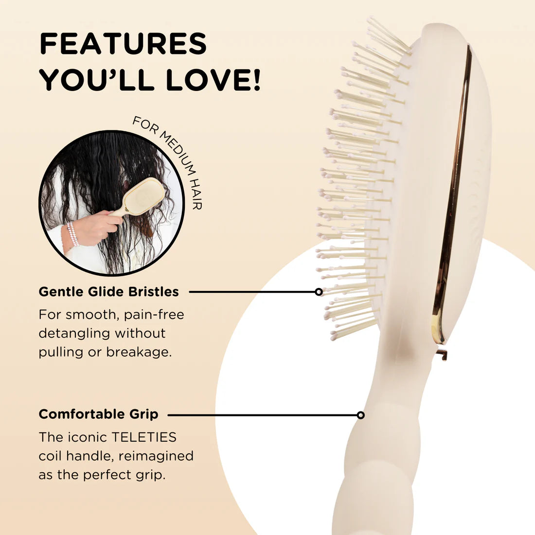 TELETIES Detangler Hair Brush for Medium Hair