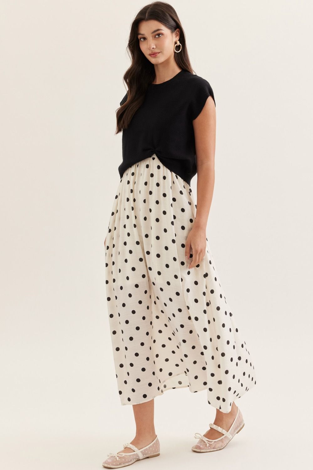 D31521 Layered Polka Dot Dress Set