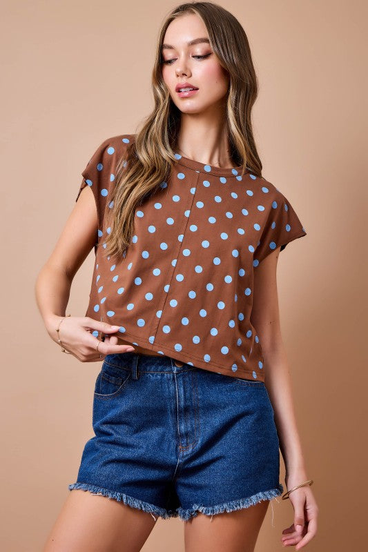 A4756 Polka Dot Back Cutout Detail Top