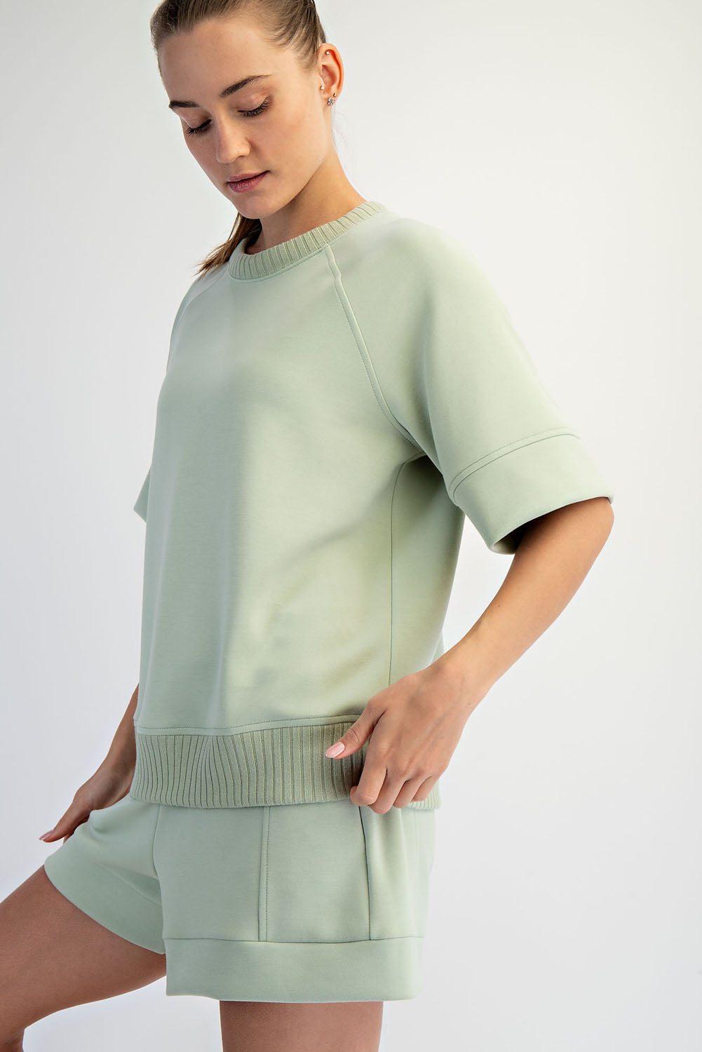 T0121 Modal Scuba Luxe Short Sleeve Top