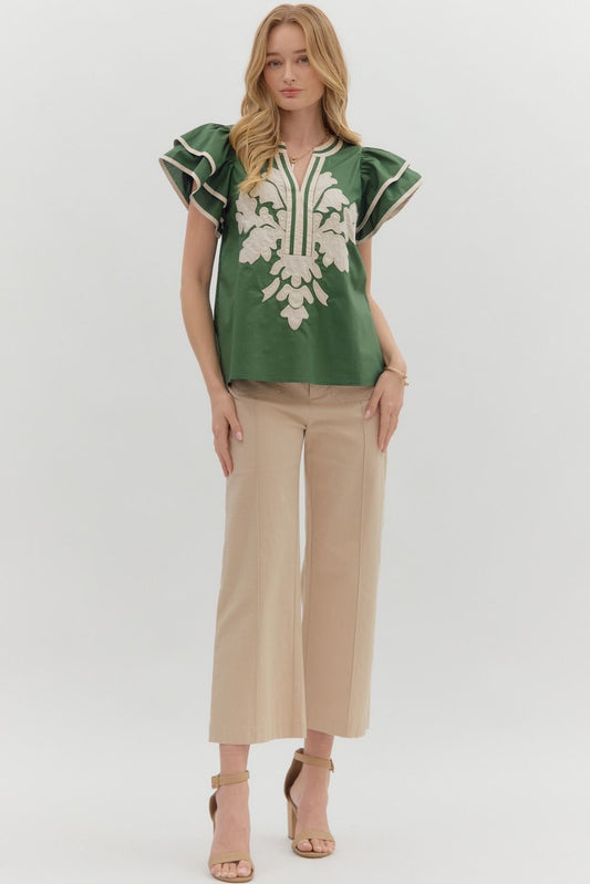 T27586 Flutter Sleeve Top