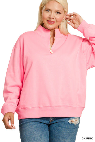 OT-4357X Curvy Fleece Half-Zip Sweatshirt