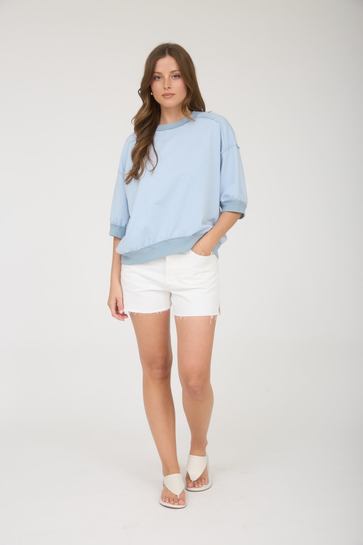 J6ST1038 Raglan 3/4 Sleeve Top