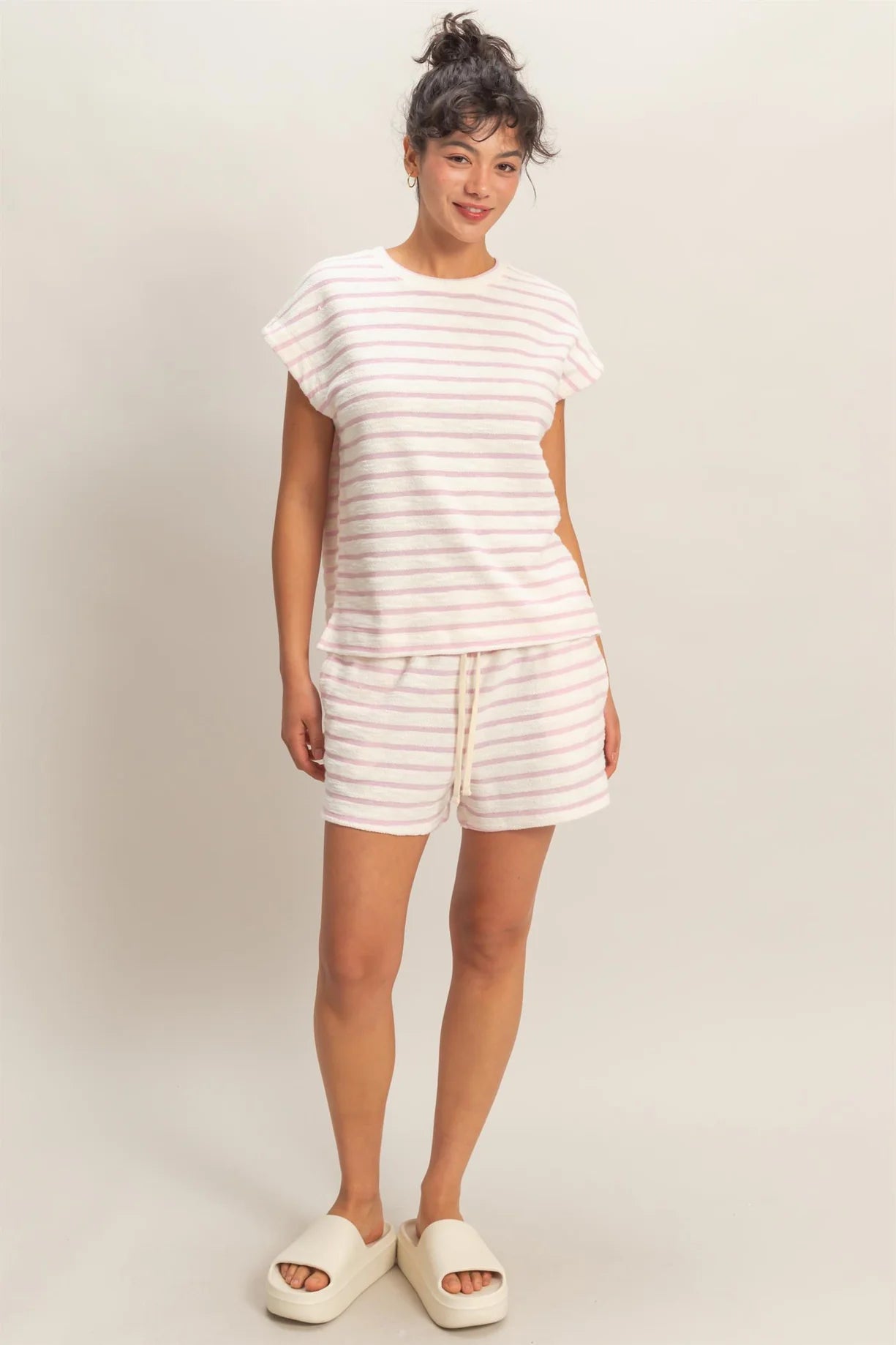 DZ26A754 Striped Short Sleeve Top