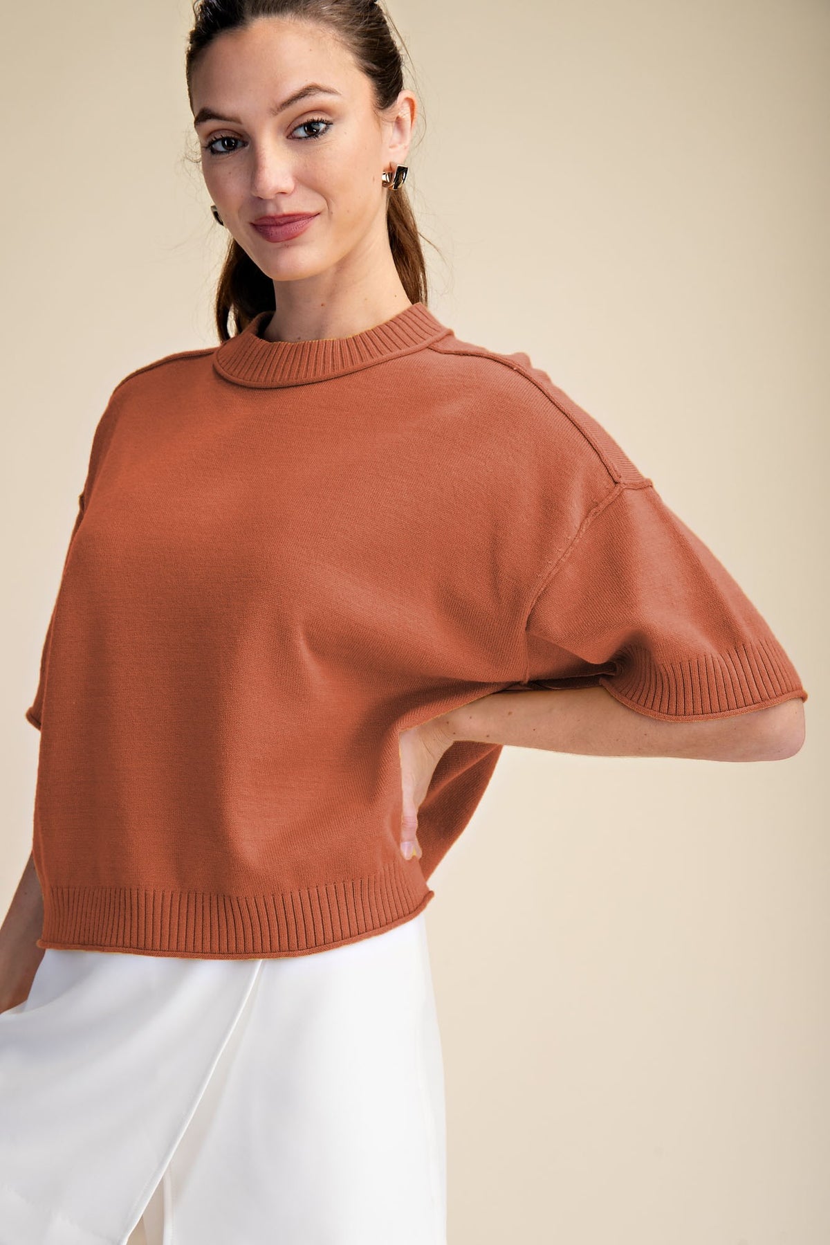 GSW9968 Elbow Length Sweater Top