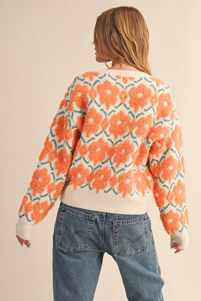 MSW11198 Fuzzy Floral Sweater
