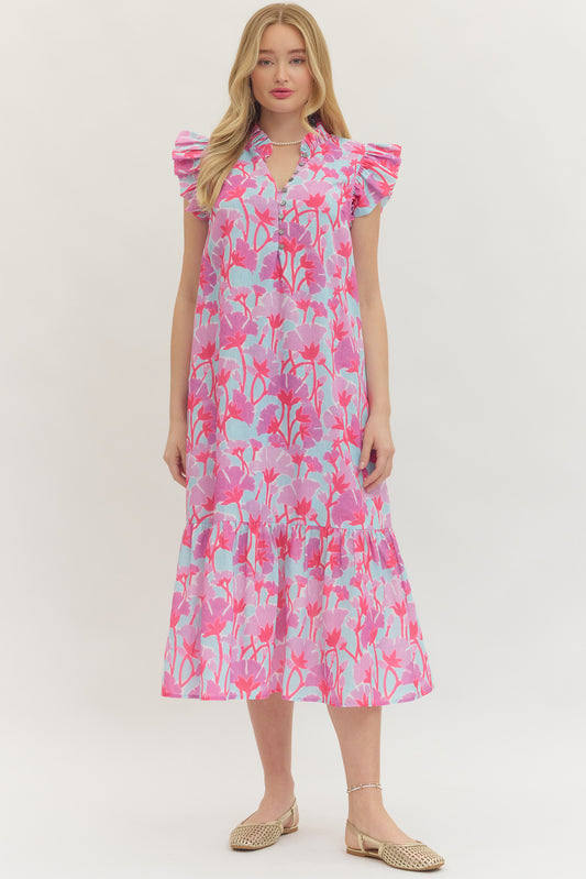 D30652 Floral Midi Dress