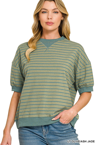 CT-3581Y Striped Rib Banded Top