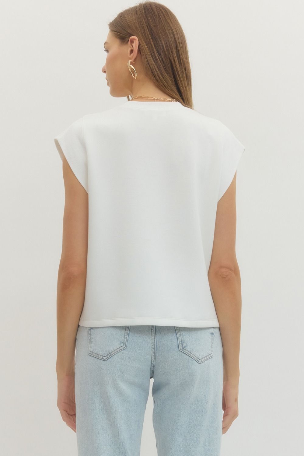 T28380 Solid Cap Sleeve Top