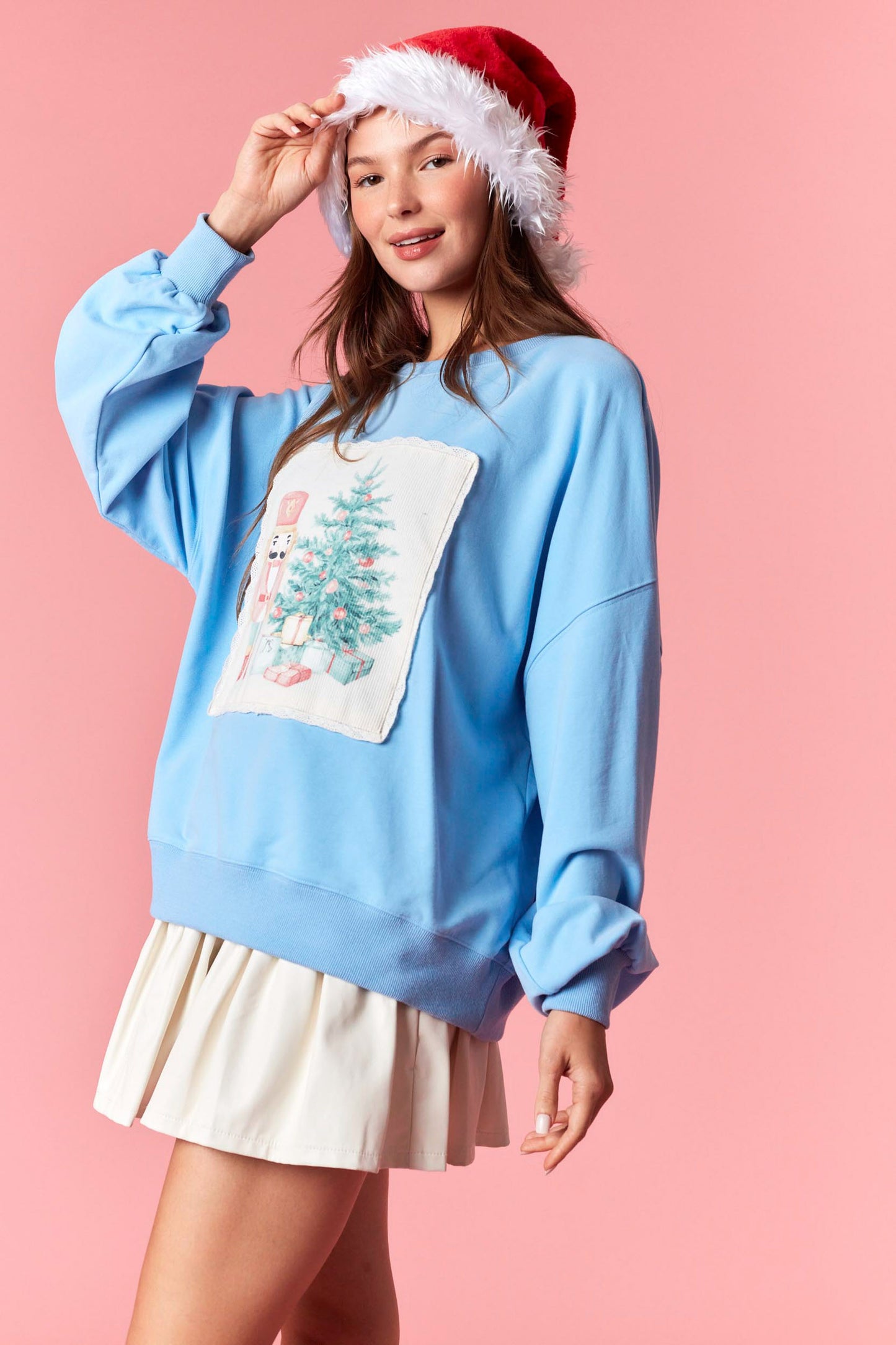 IKT300394-01 Christmas Printed Corduroy Sweatshirt