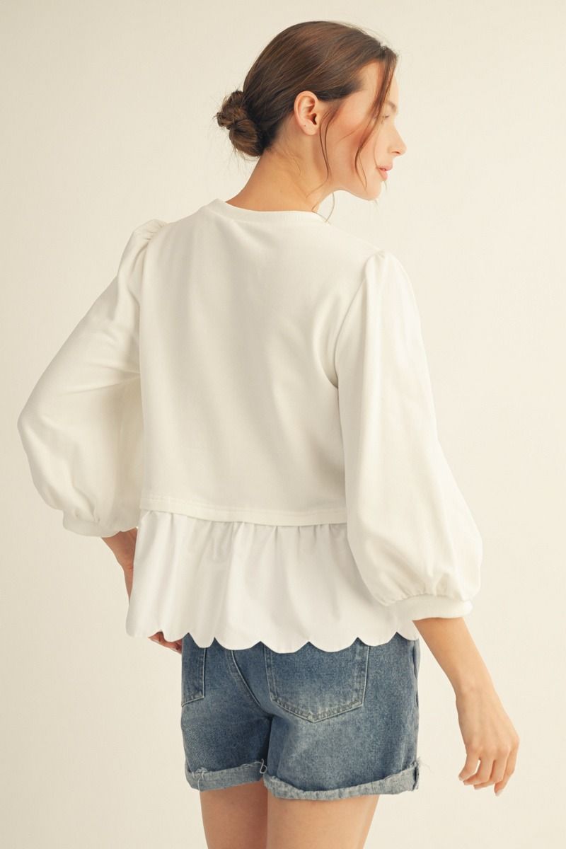 M50243 3/4 Sleeve Peplum Top