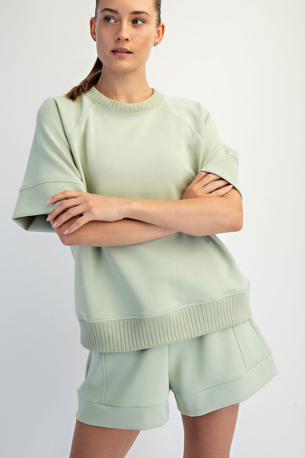 T0121 Modal Scuba Luxe Short Sleeve Top
