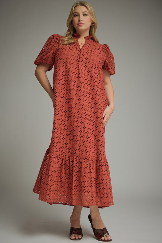 D29377P Curvy Eyelet Midi Dress