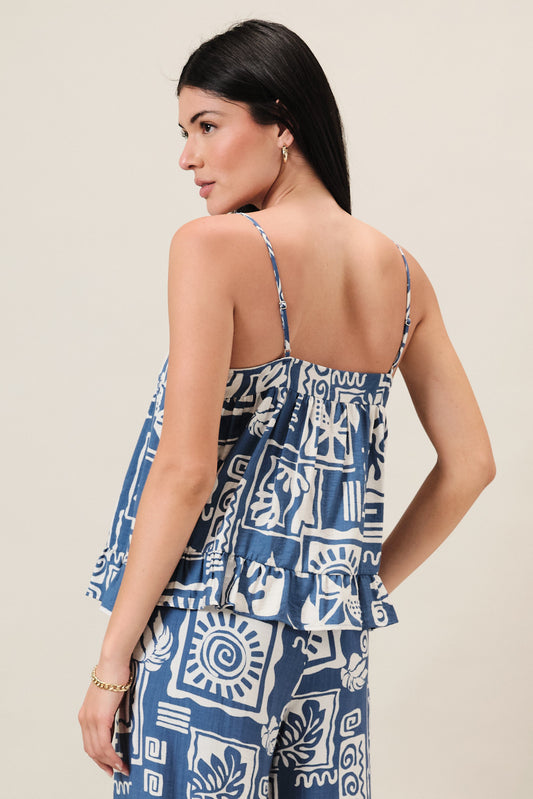 ET2699 Abstract Print Spaghetti Strap Top