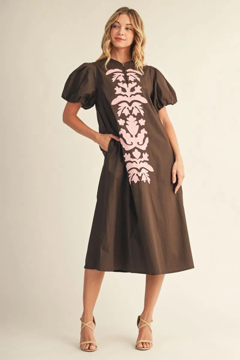 H51659 Midi Dress with Appliqué Detail