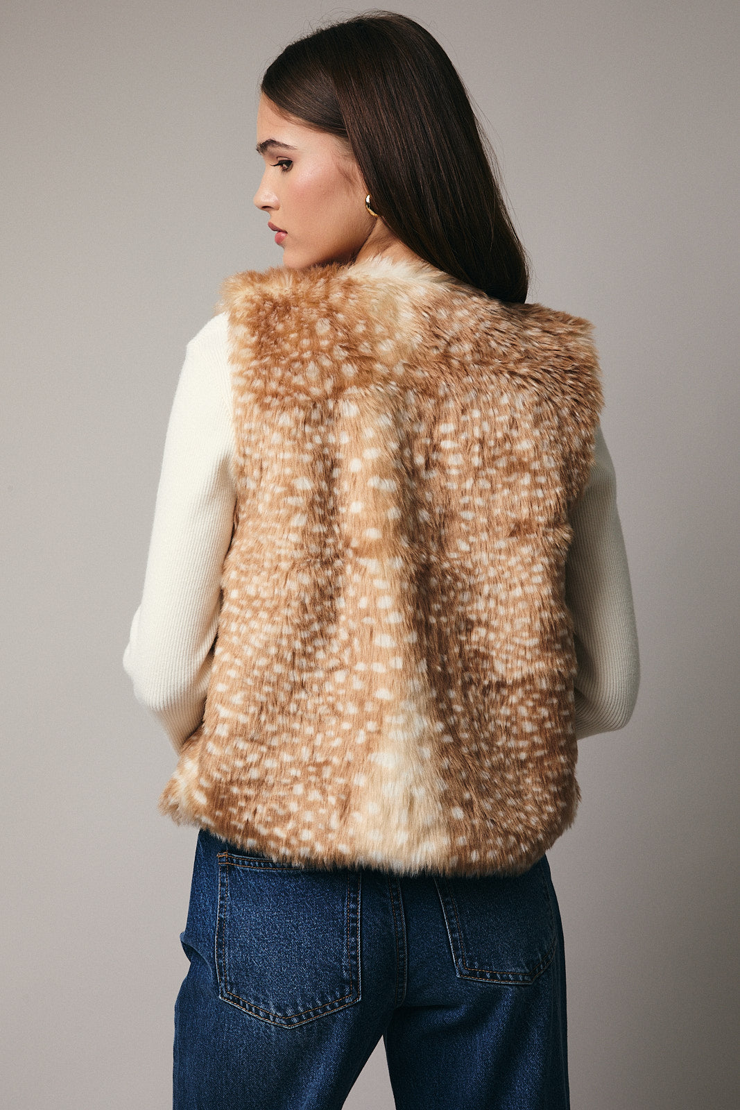 MJ20391 Deer Spot Faux Fur Vest