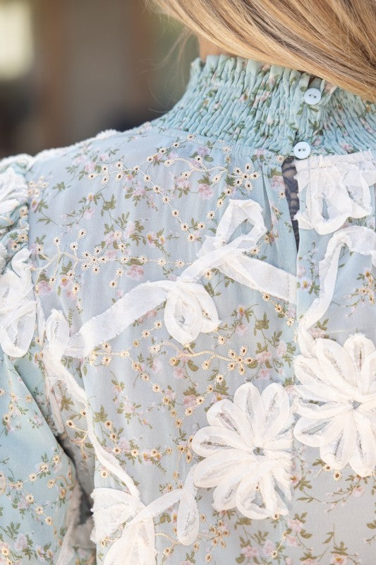 36290 Smocked Lace Detail Top