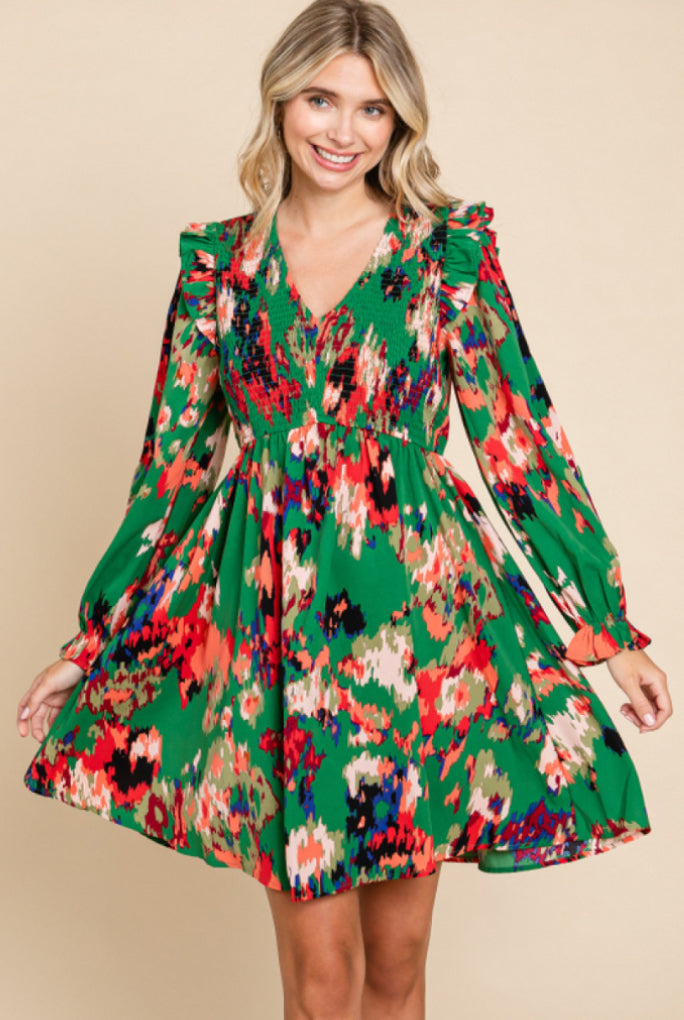 H21330-1 Floral Print Dress