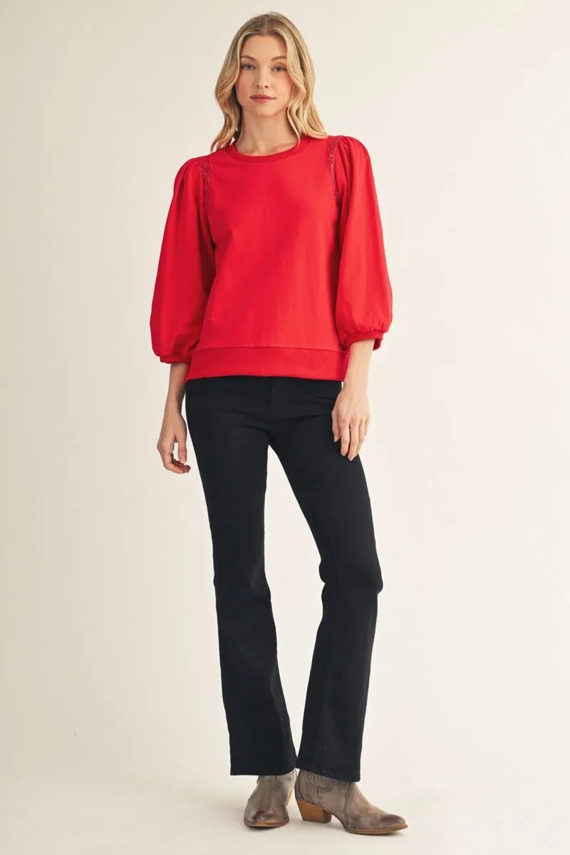 M51239 3/4 Sleeve Solid Top