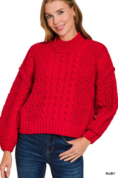 TW-2593Y Cable Knit Sweater