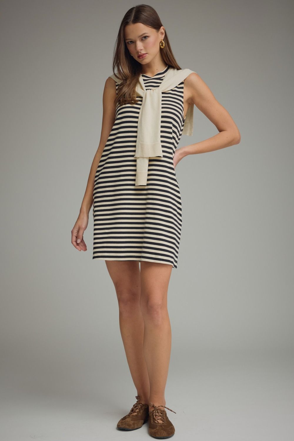 D32703 Sweater Overlay Detail Mini Dress