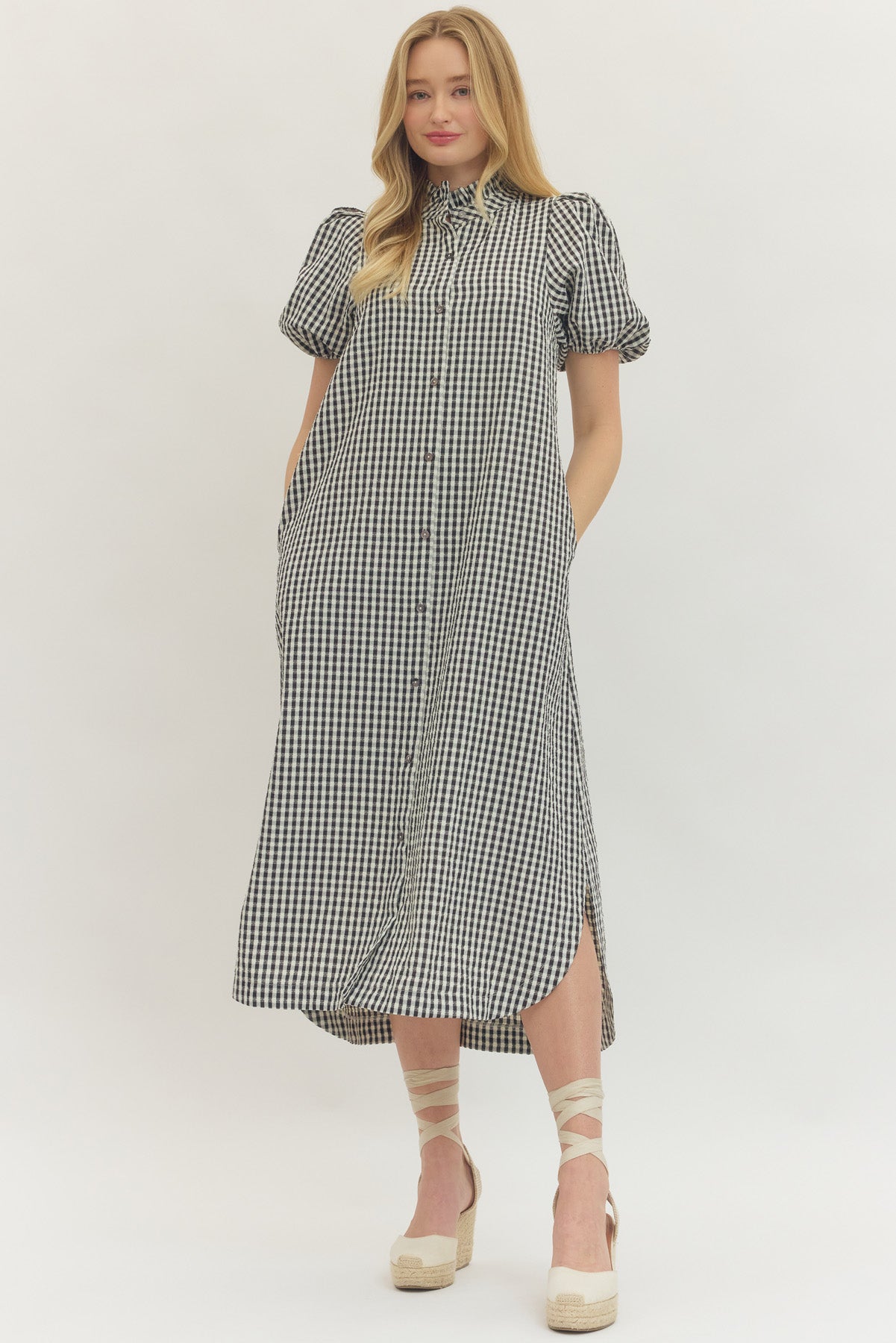 D30179 Gingham Midi Dress