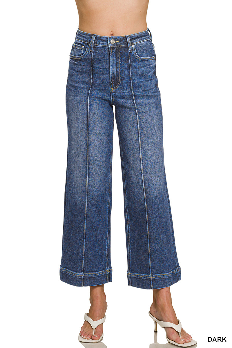 DYP-9558DD Wide Leg Pintuck Denim Jeans